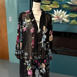 Helena Black Floral Kimono Robe
